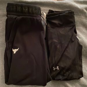 Two Under Armour Bottoms - 3/4 leggings and full length sweatpants